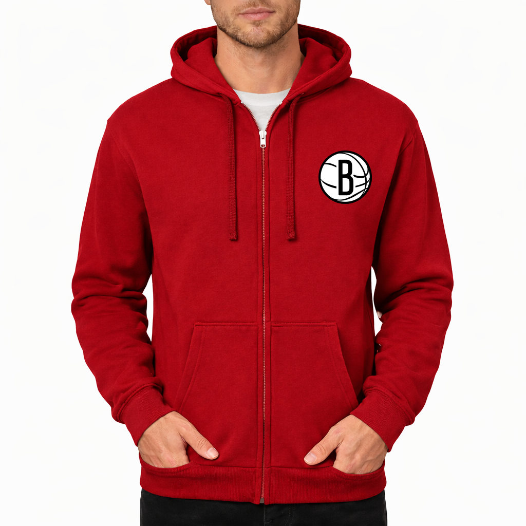 Men's Brooklyn Nets Zipper Hoodie - Red