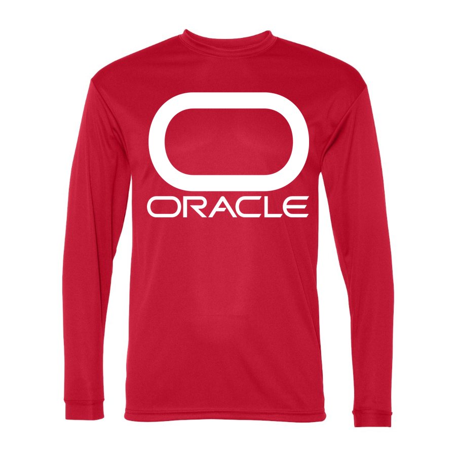 Men's Oracle White Logo Polyester Long Sleeve T-Shirt - Red