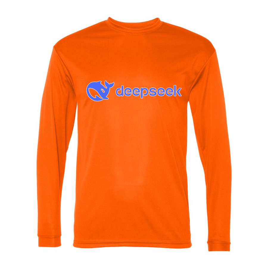 Men's DeepSeek Polyester Long Sleeve T-Shirt - Safety Orange