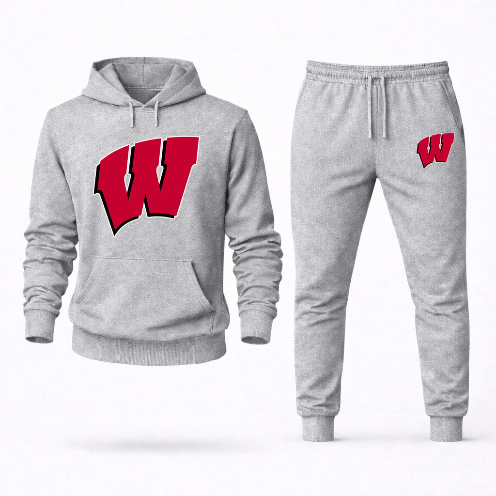 Wisconsin Badgers Hoodie and Joggers Set - Grey