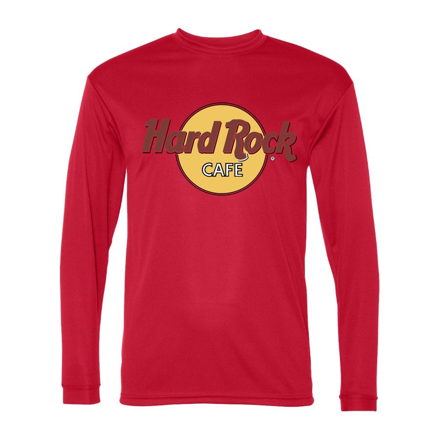 Men's Hard Rock Cafe Polyester Long Sleeve T-Shirt - Red