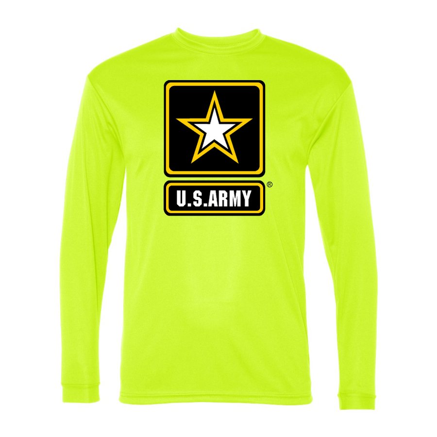 Men's U.S. Army Polyester Long Sleeve T-Shirt - Safety Yellow