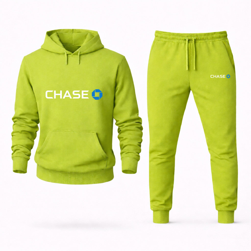 Chase White Hoodie and Joggers Set - Lime Green