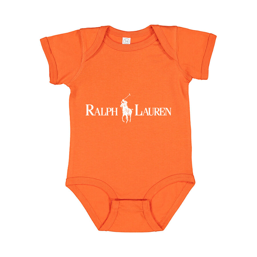 Polo Ralph Lauren White Logo Baby Romper Onesie - Orange