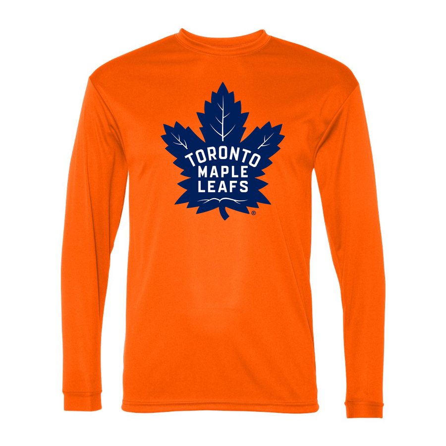 Men's Toronto Maple Leafs Polyester Long Sleeve T-Shirt - Safety Orange