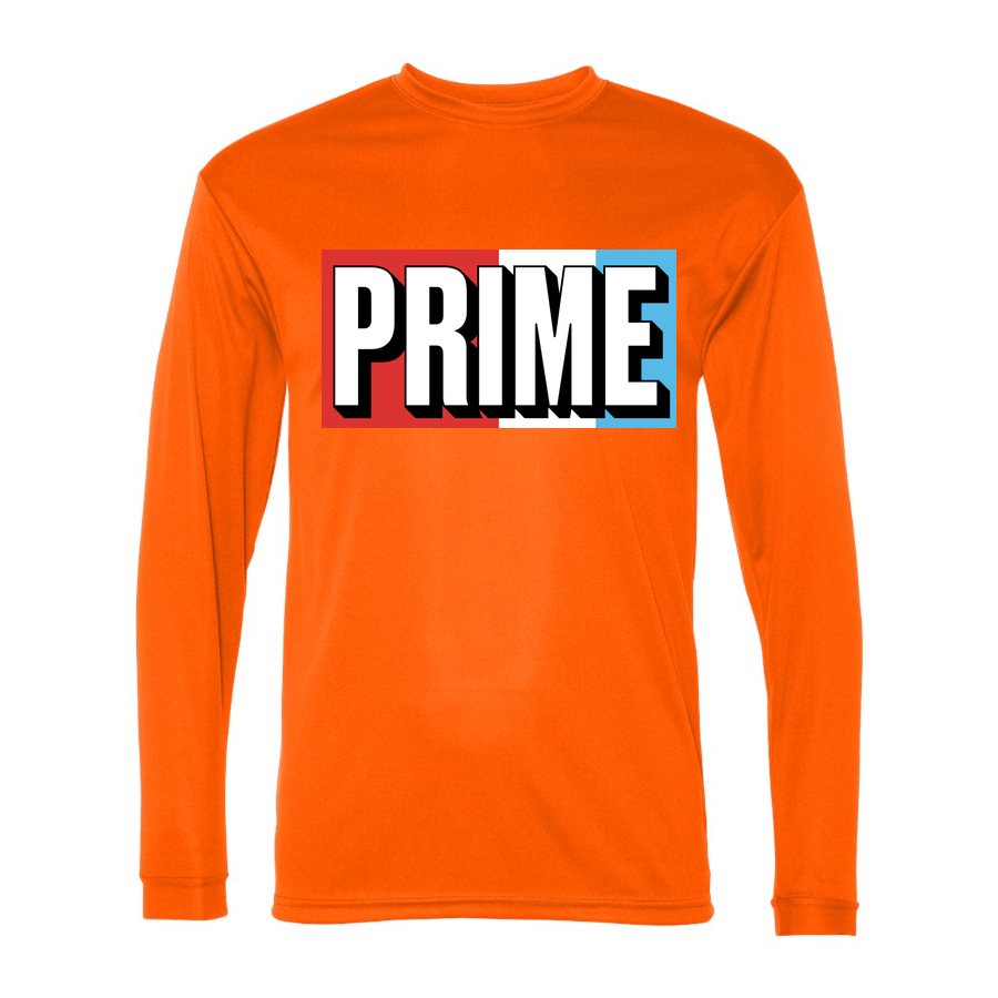 Men's Prime Drink Polyester Long Sleeve T-Shirt - Safety Orange