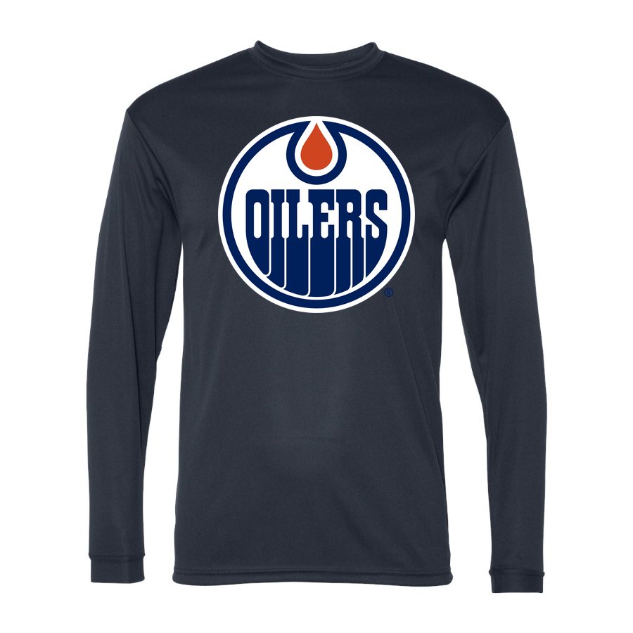 Men's Edmonton Oilers Polyester Long Sleeve T-Shirt - Navy
