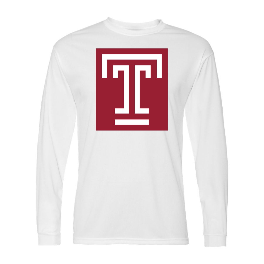 Men's Temple Owls Polyester Long Sleeve T-Shirt - White