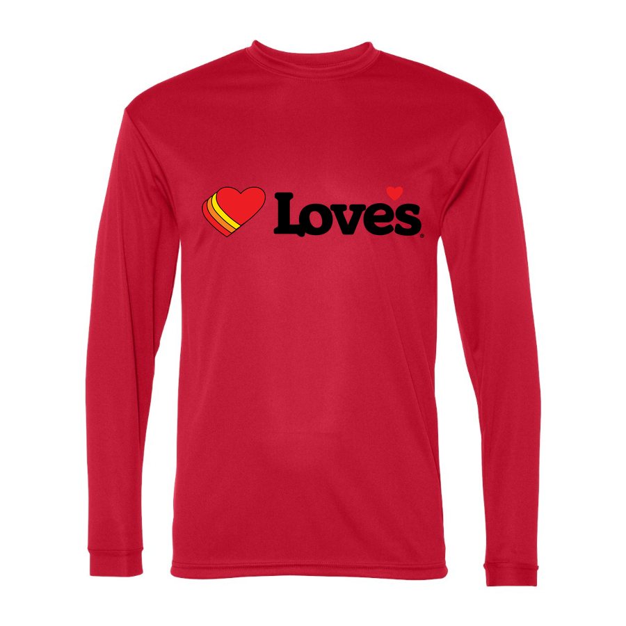 Men's Loves Travel Stops Polyester Long Sleeve T-Shirt - Red