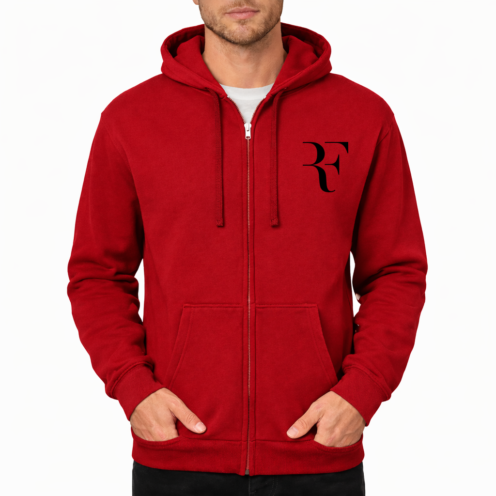 Men's Roger Federer black Zipper Hoodie - Red