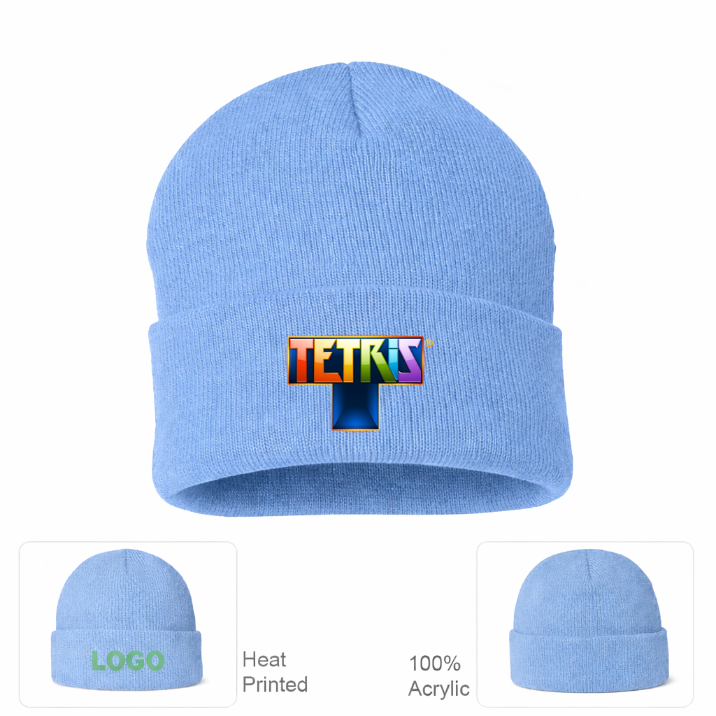 Tetris Beanie Hat - Sky Blue