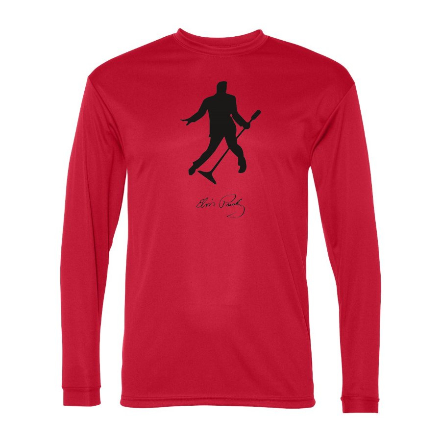 Men's Elvis Presley Polyester Long Sleeve T-Shirt - Red