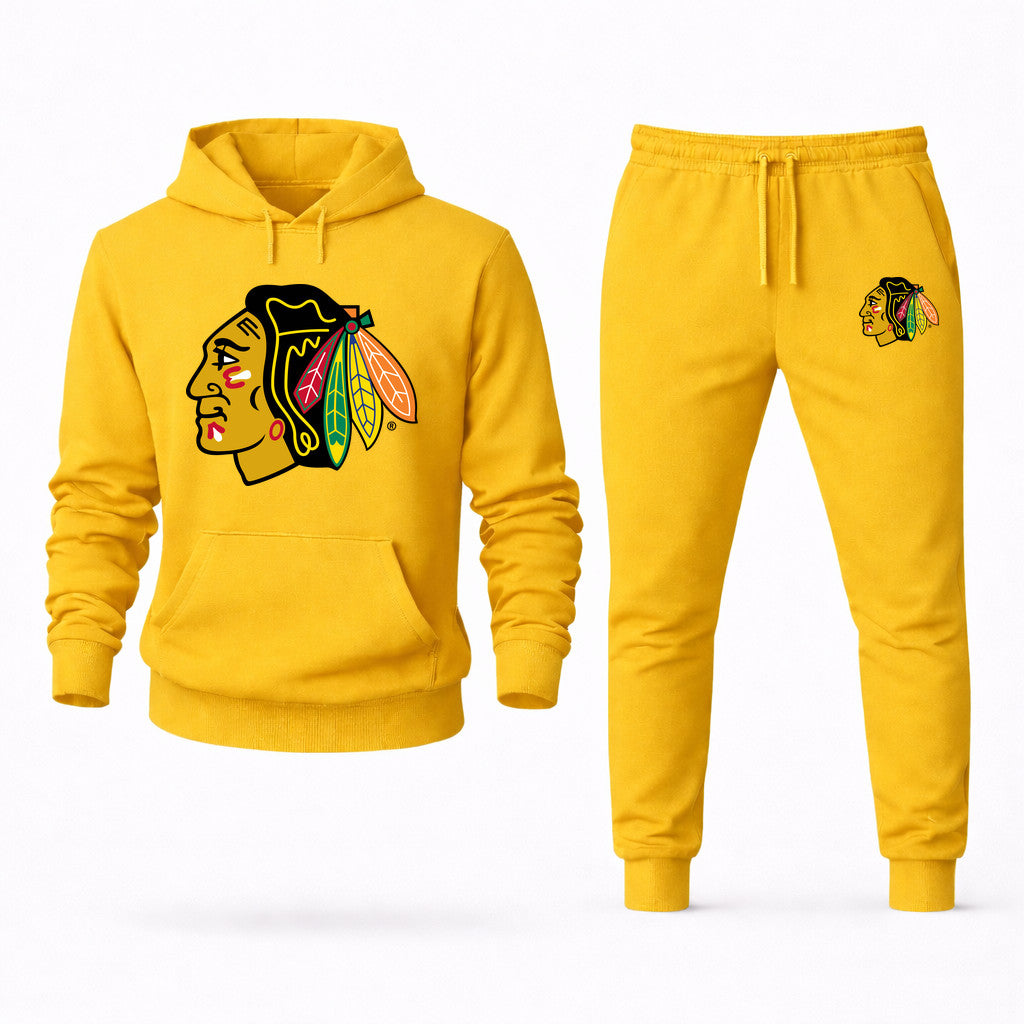Chicago Blackhawks Hoodie and Joggers Set - Yellow