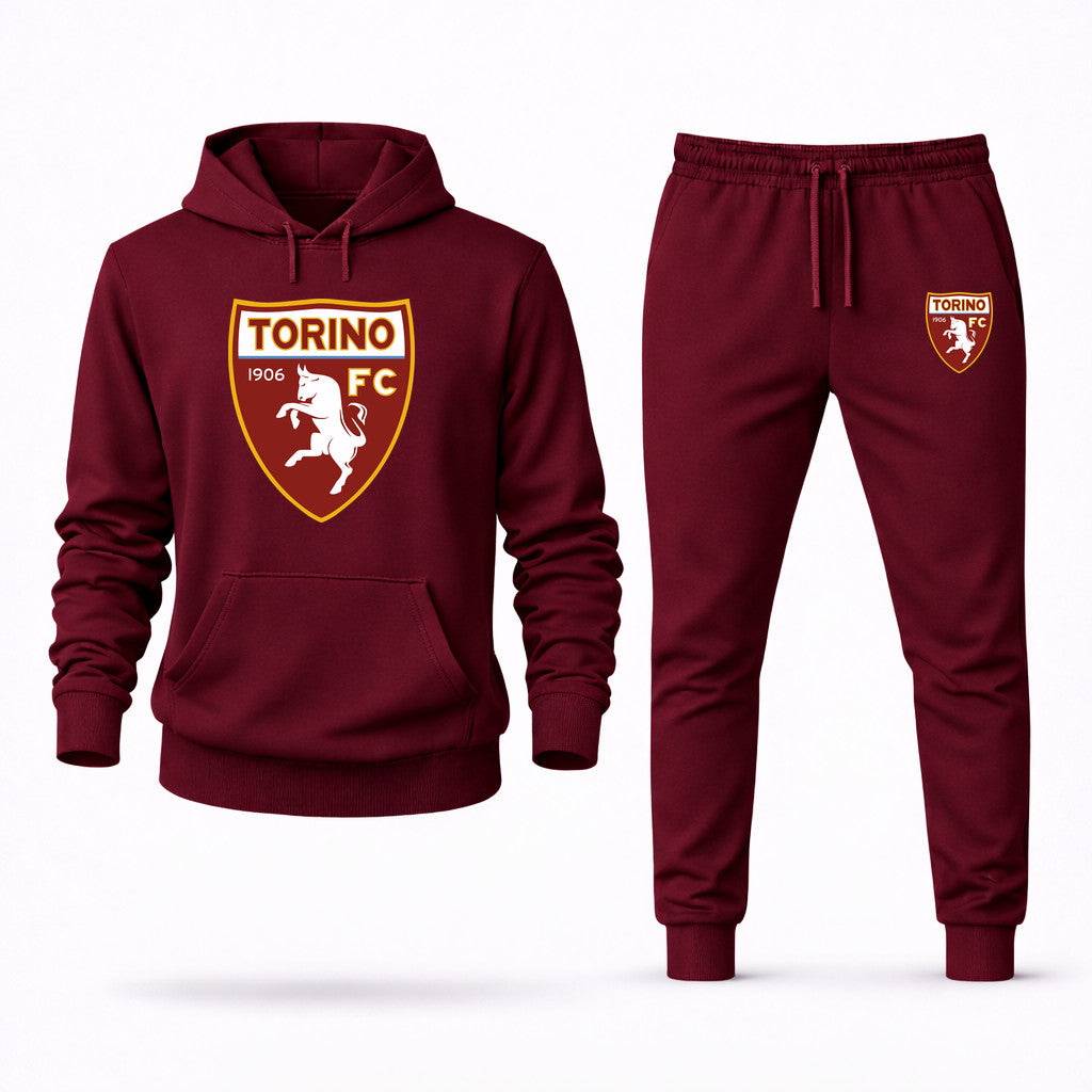 Torino Soccer Hoodie and Joggers Set - Burgundy