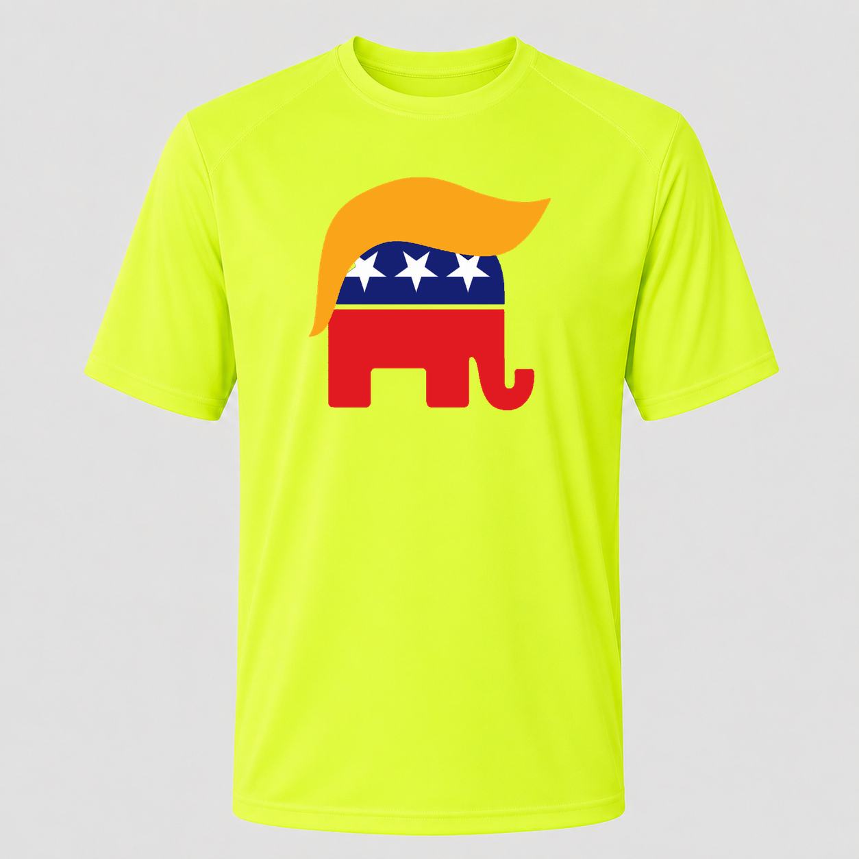 Men's Trump GOP Elephant Performance T-Shirt - Safety Green