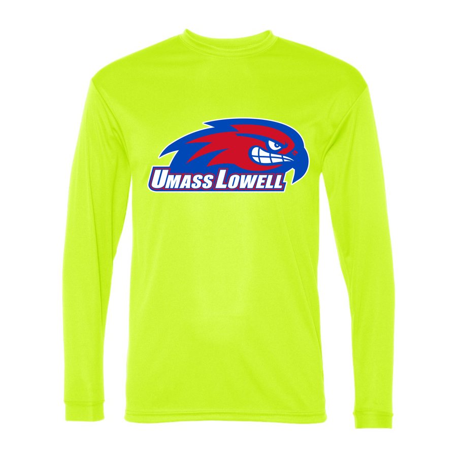 Men's UMass Lowell River Hawks Polyester Long Sleeve T-Shirt - Safety Yellow
