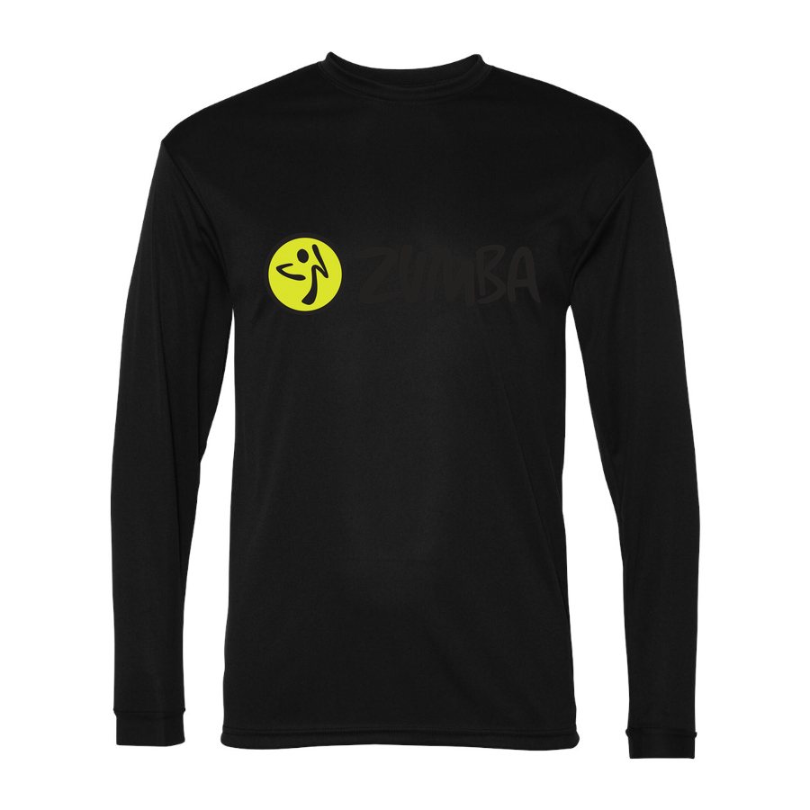 Men's Zumba Fitness Polyester Long Sleeve T-Shirt - Black