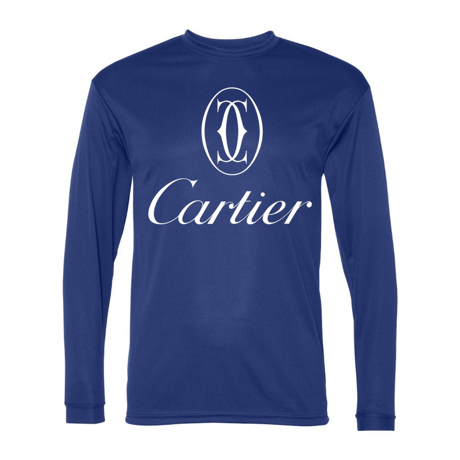 Men's Cartier White Logo Polyester Long Sleeve T-Shirt - Royal Blue