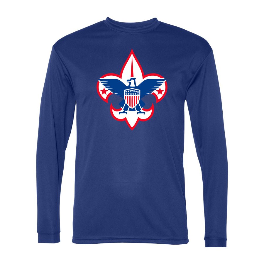 Men's Boy Scout Polyester Long Sleeve T-Shirt - Royal Blue
