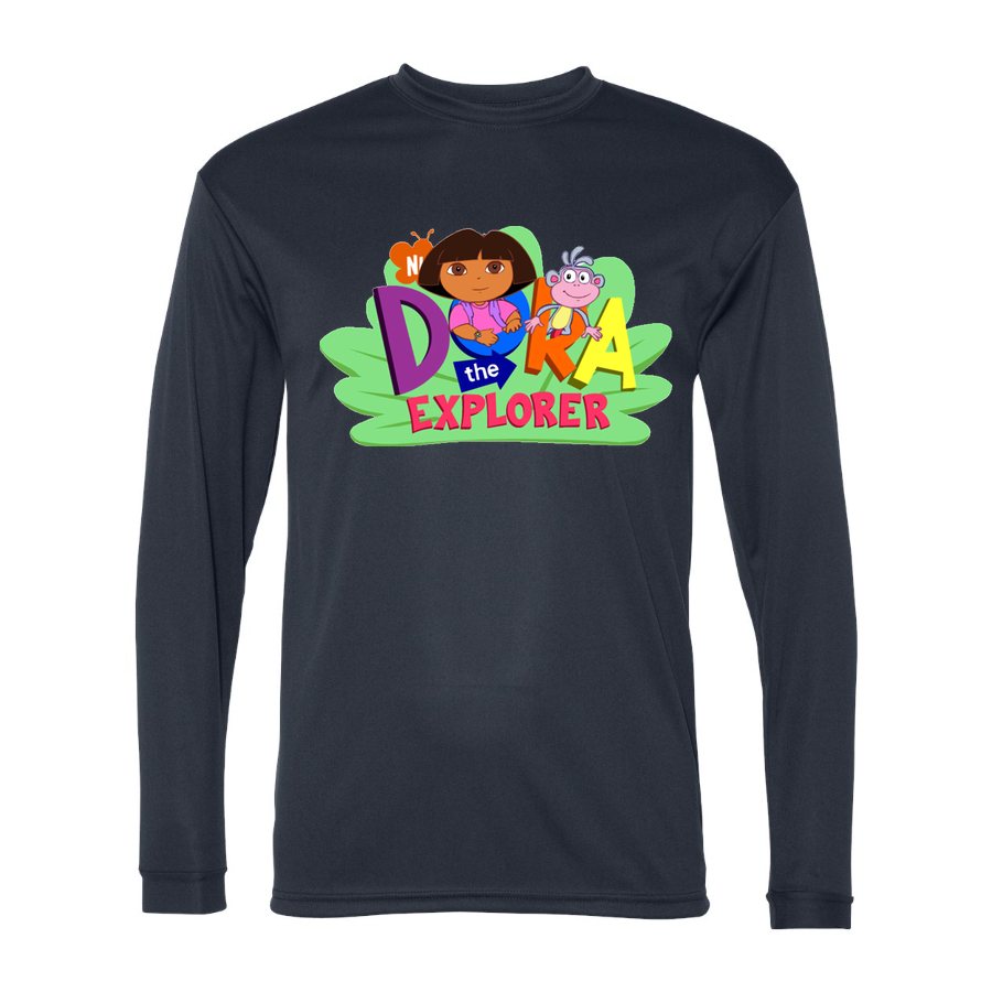 Men's Dora the Explorer Polyester Long Sleeve T-Shirt - Navy