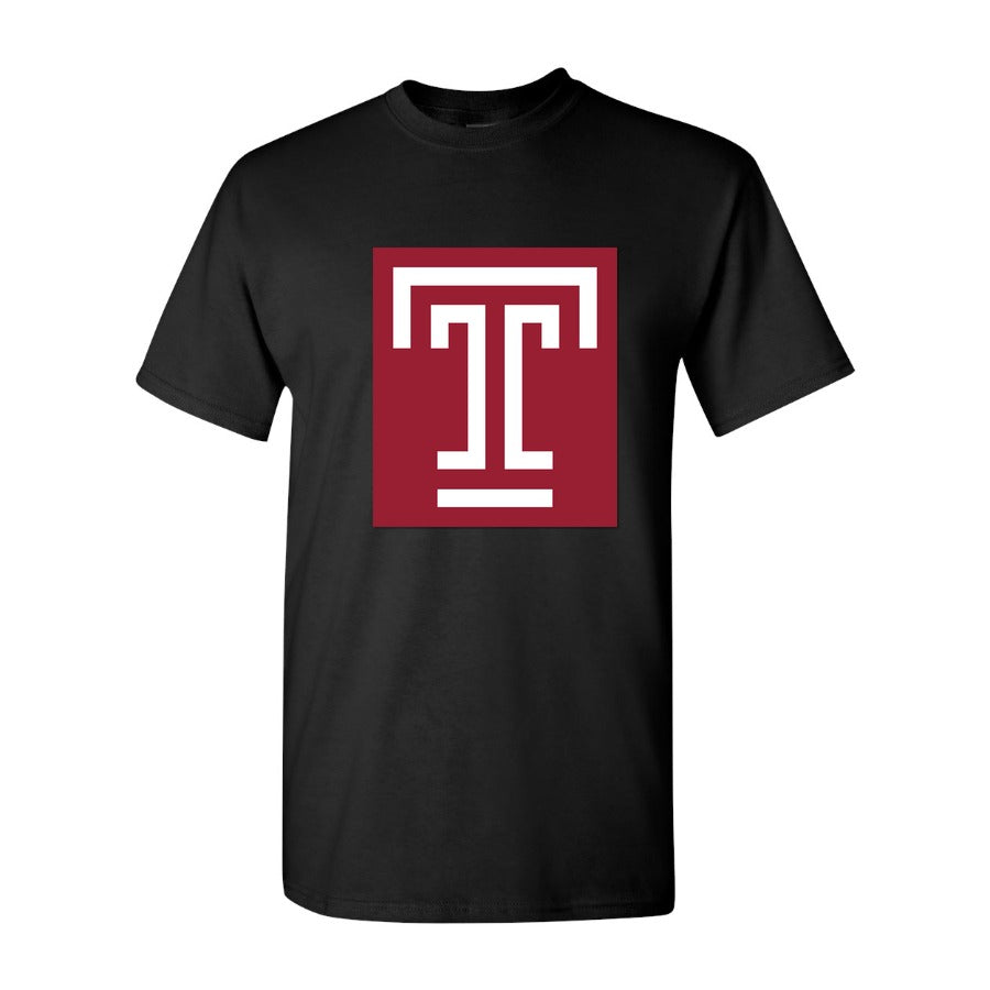 Men's Temple Owls Logo Cotton T-Shirt - Black