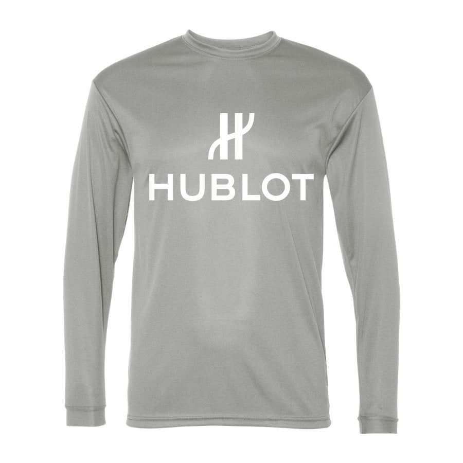 Men's Hublot White Logo Polyester Long Sleeve T-Shirt - Silver