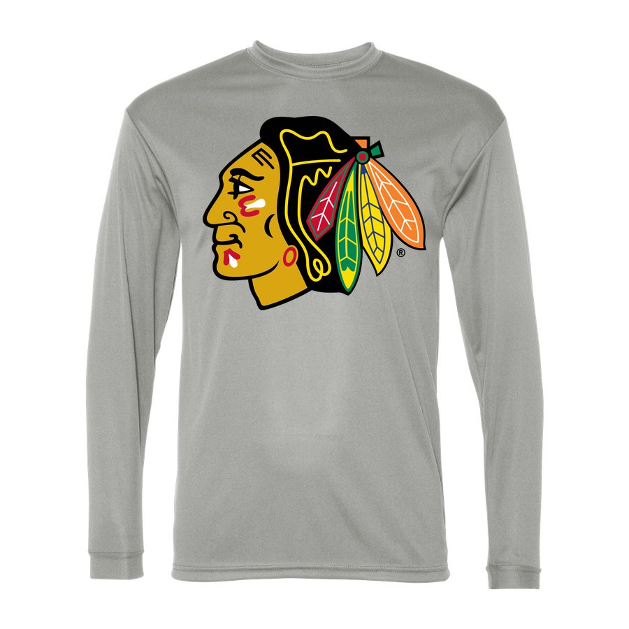 Men's Chicago Blackhawks Polyester Long Sleeve T-Shirt - Silver