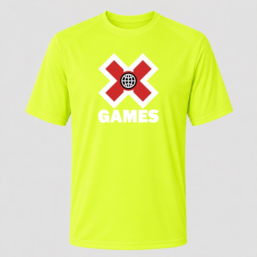 Men's X Games White Performance T-Shirt - Safety Green