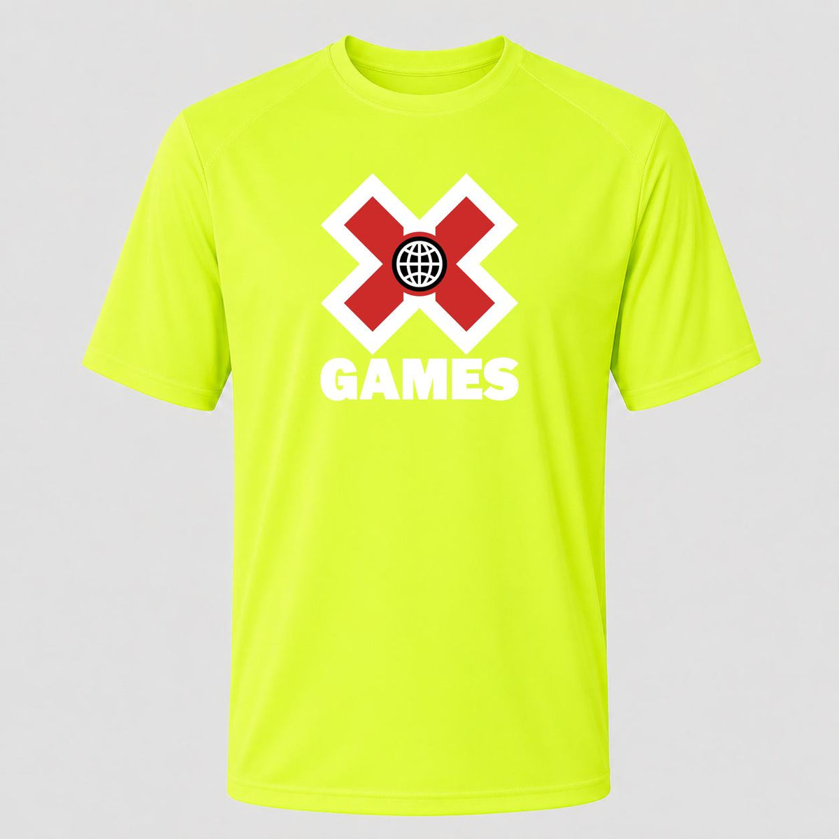 Men's X Games White Performance T-Shirt - Safety Green