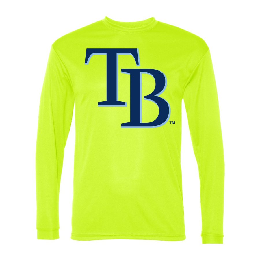 Men's Tampa Bay Rays Polyester Long Sleeve T-Shirt - Safety Yellow