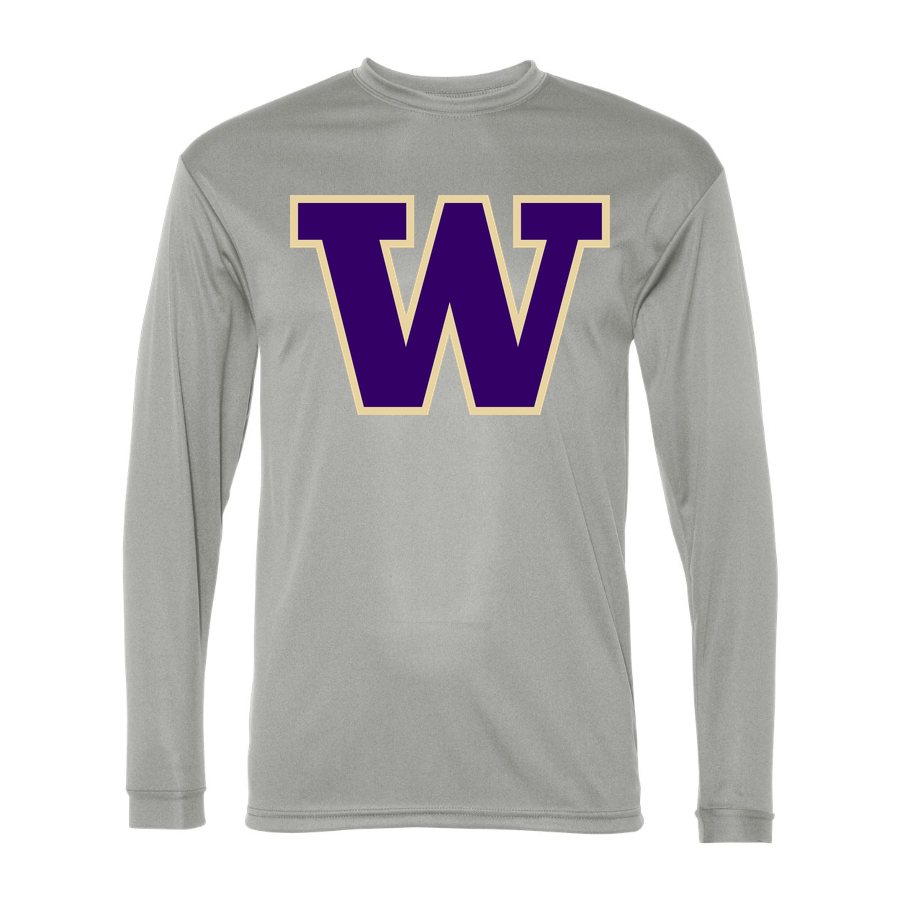 Men's Washington Huskies Polyester Long Sleeve T-Shirt - Silver