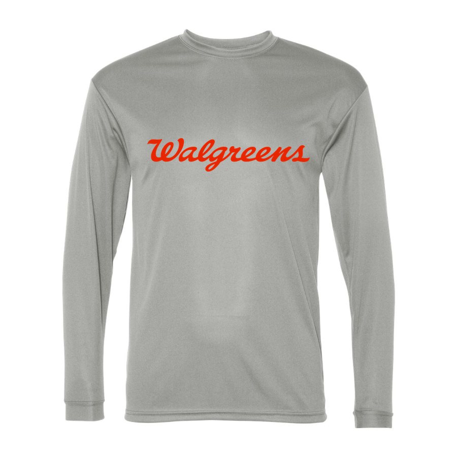 Men's Walgreens Polyester Long Sleeve T-Shirt - Silver
