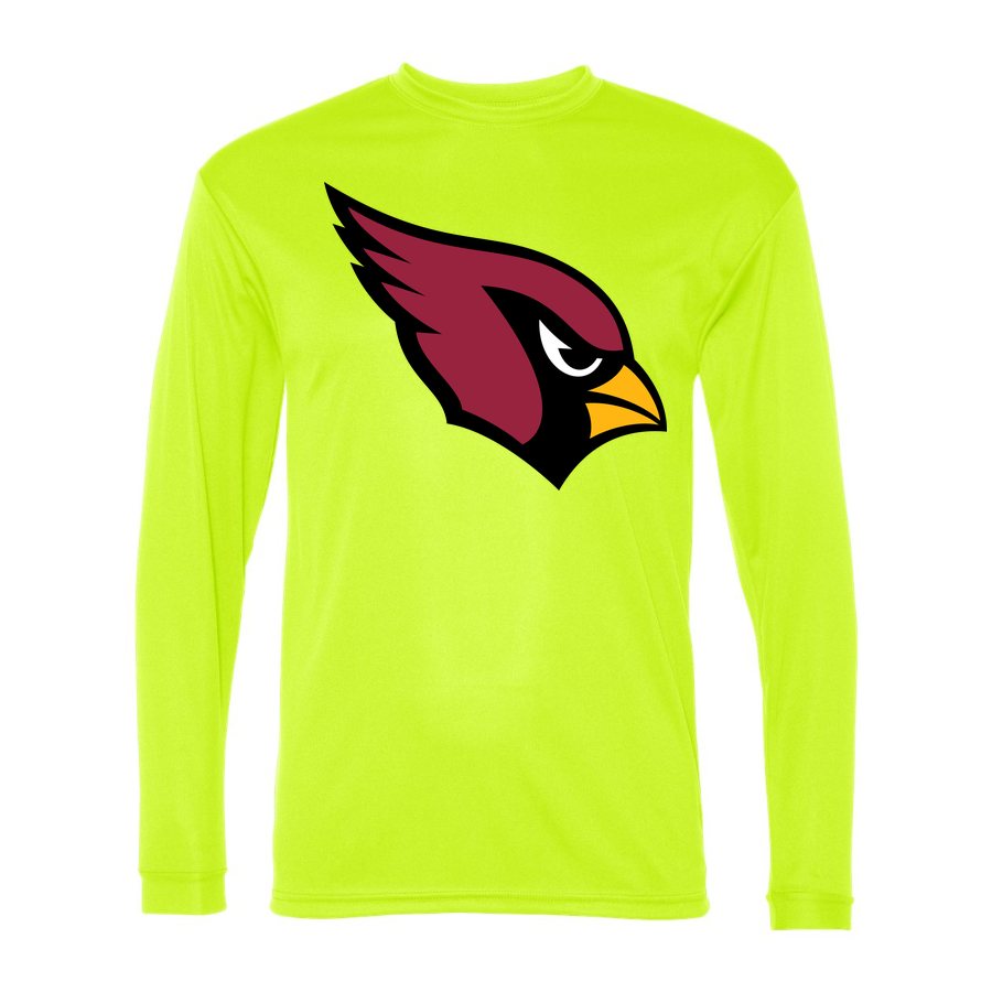 Men's Arizona Cardinals Polyester Long Sleeve T-Shirt - Safety Yellow
