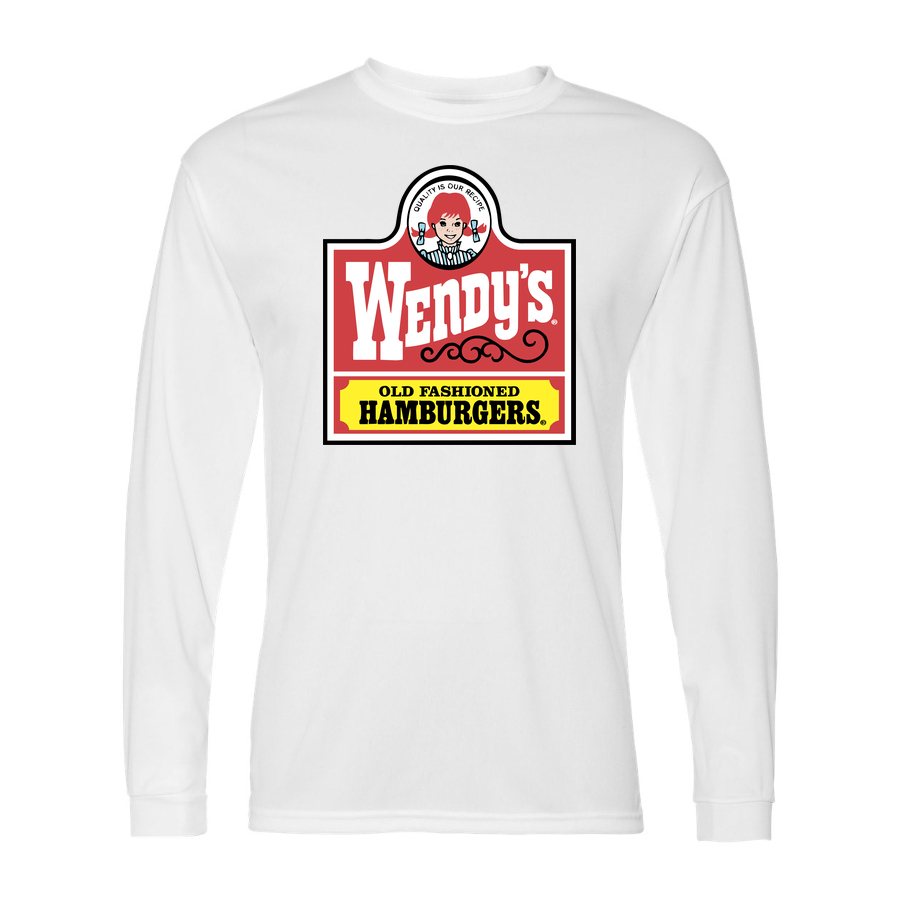 Men's Wendy's Polyester Long Sleeve T-Shirt - White