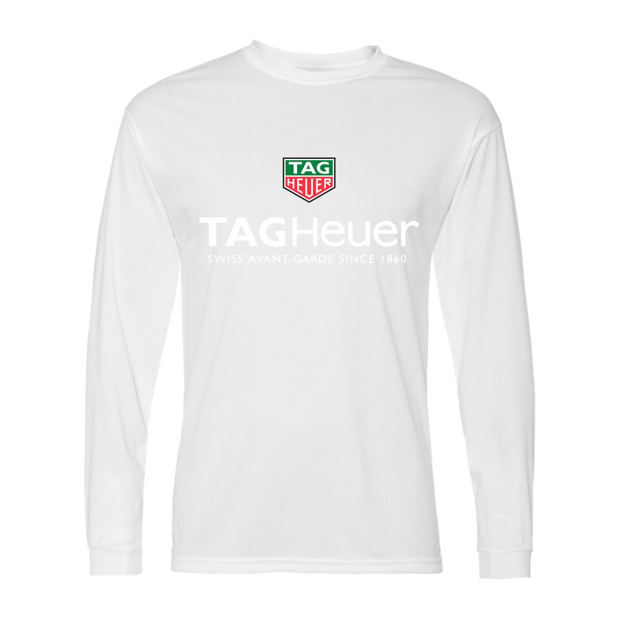 Men's TAG Heuer White Logo Polyester Long Sleeve T-Shirt - White