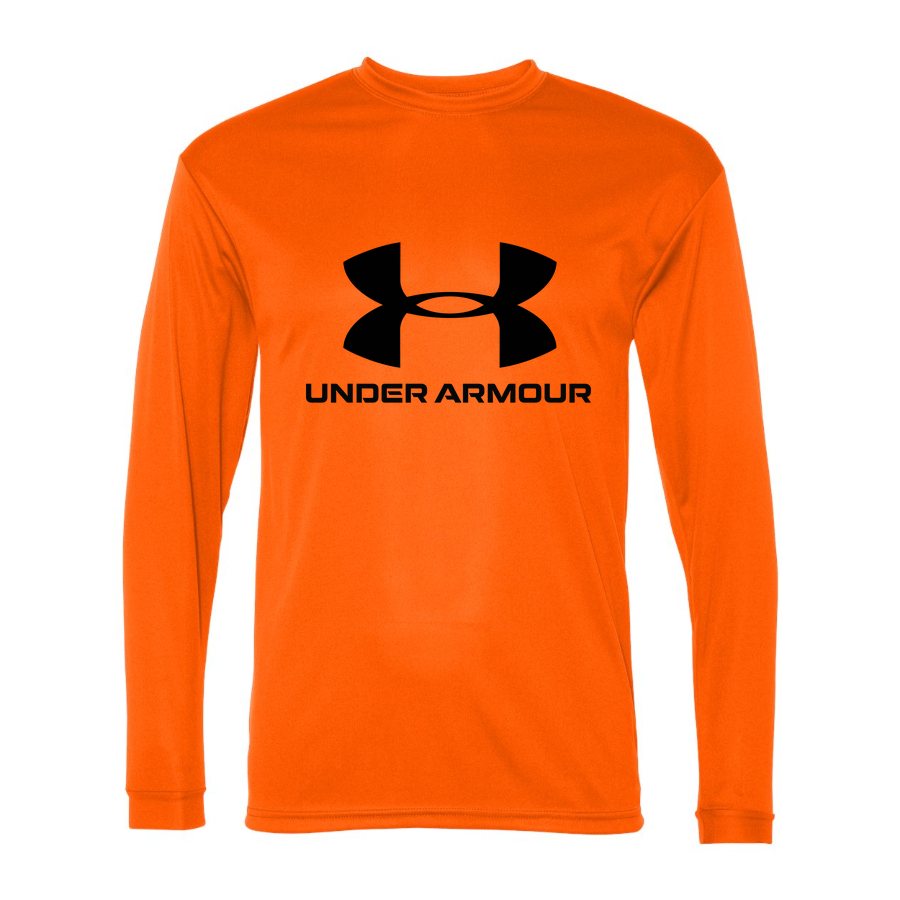 Men's Under Armour Polyester Long Sleeve T-Shirt - Safety Orange