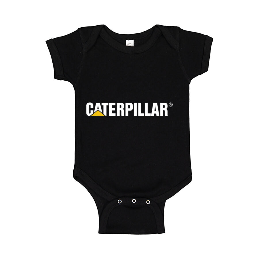 Caterpillar White Logo Baby Romper Onesie - Black