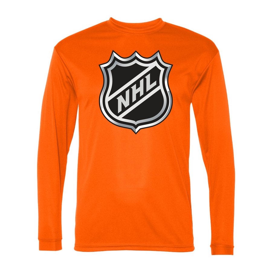 Men's NHL Shield Polyester Long Sleeve T-Shirt - Safety Orange