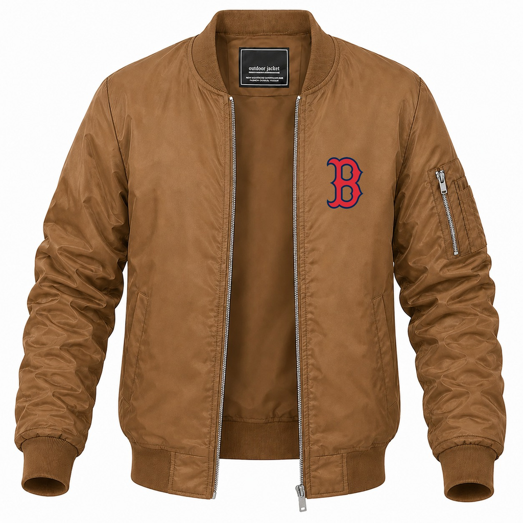 Men's Boston Red Sox Lightweight Bomber Jacket - Brown