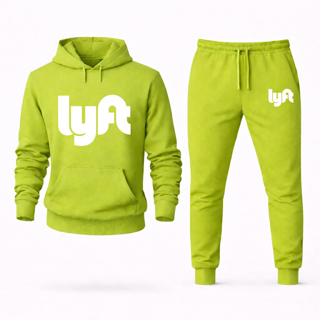 Lyft White Hoodie and Joggers Set - Lime Green