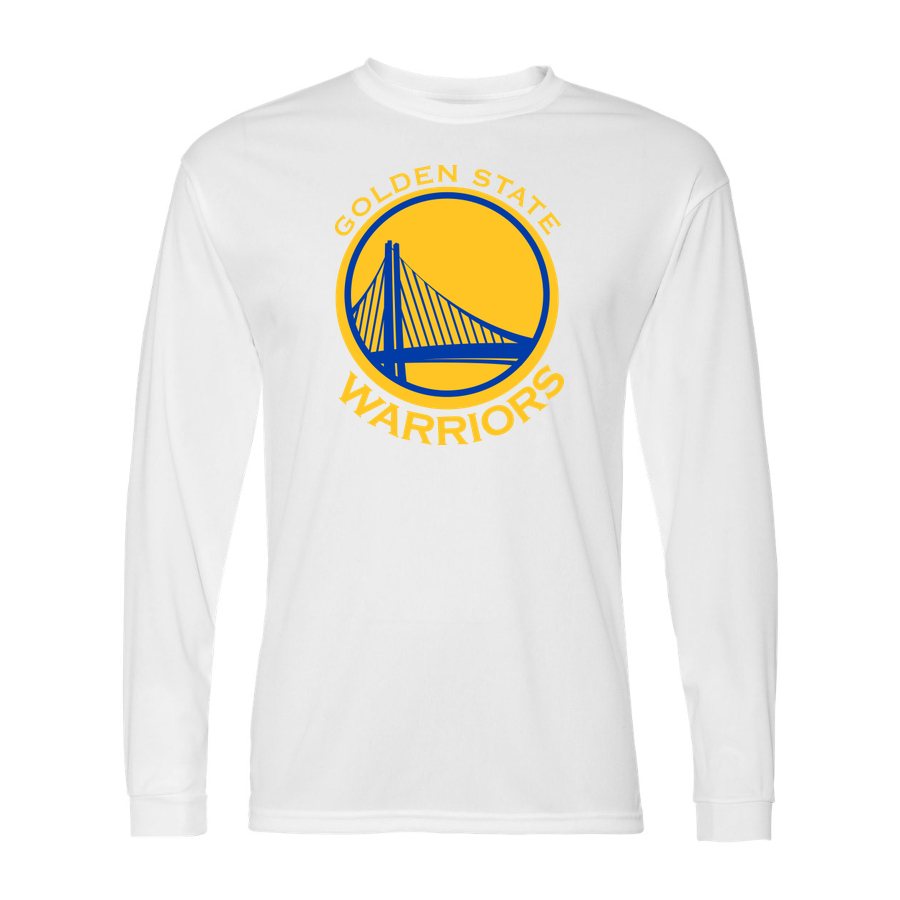 Men's Golden State Warriors Yellow Logo Polyester Long Sleeve T-Shirt - White