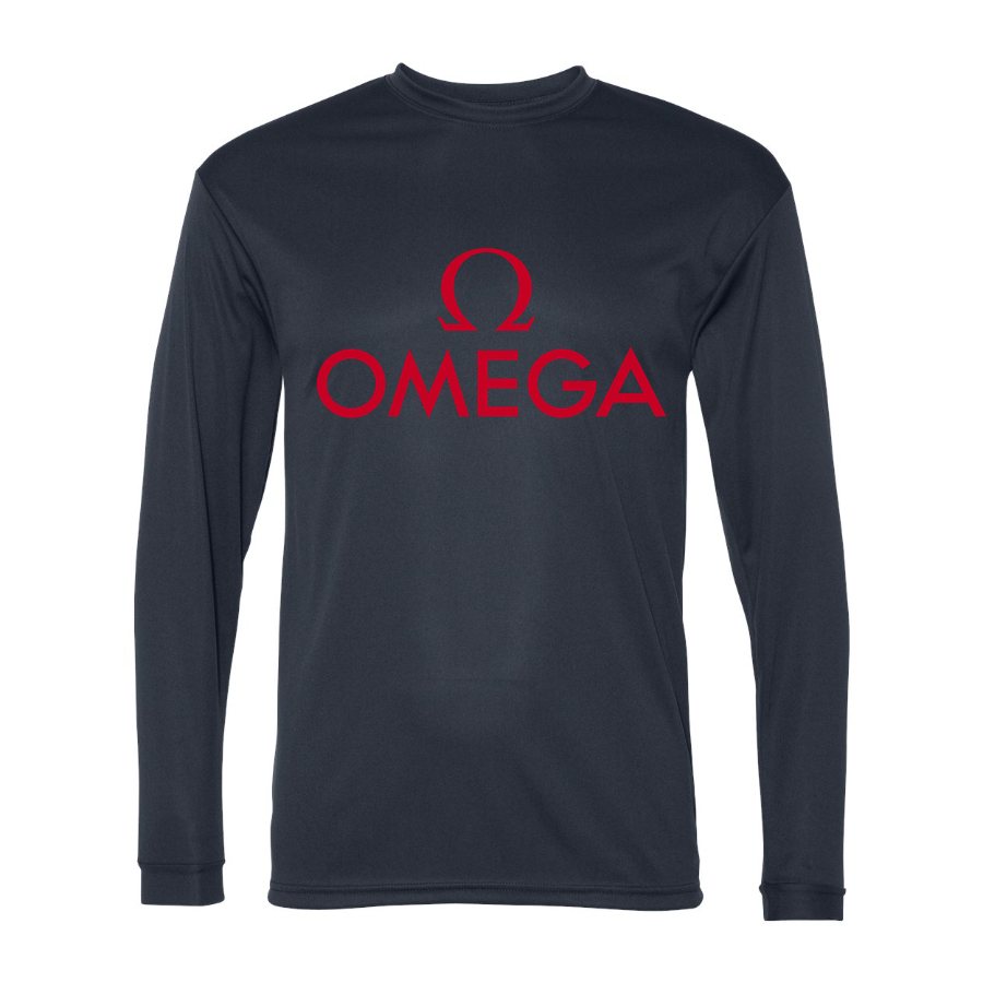 Men's Omega Polyester Long Sleeve T-Shirt - Navy