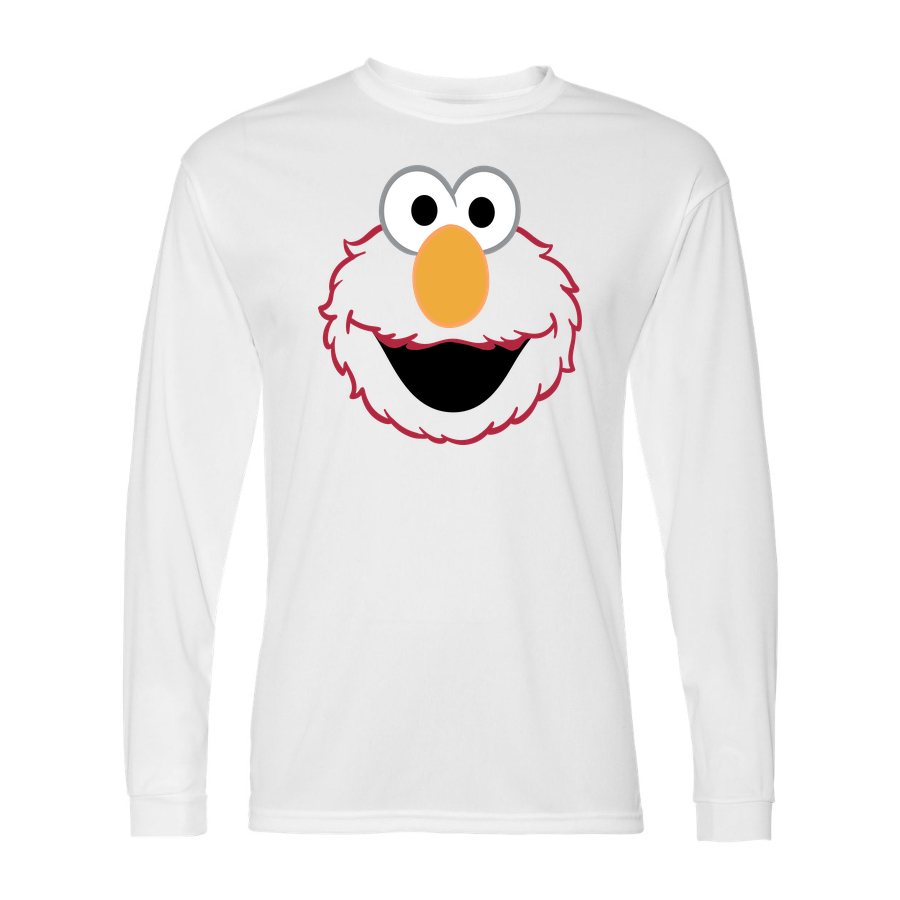 Men's Elmo Face Polyester Long Sleeve T-Shirt - White