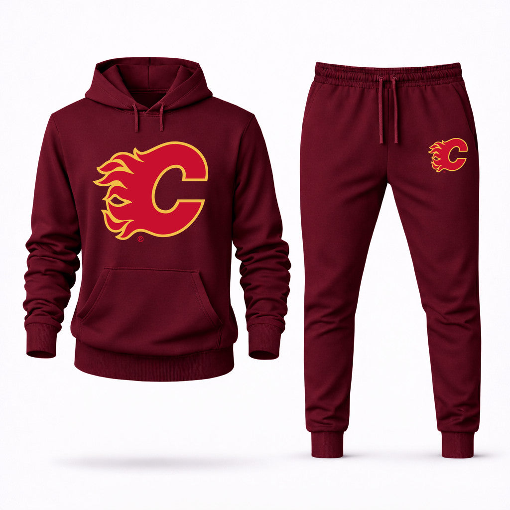 Calgary Flames Hoodie and Joggers Set - Burgundy
