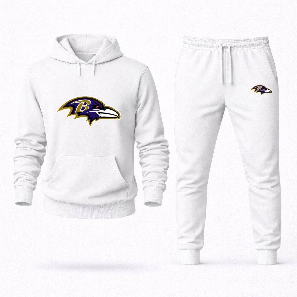 Baltimore Ravens Hoodie and Joggers Set - White
