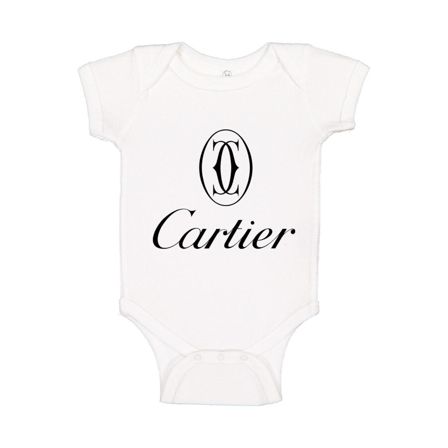 Cartier Black Logo Baby Romper Onesie - White