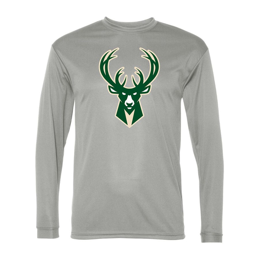 Men's Milwaukee Bucks Polyester Long Sleeve T-Shirt - Silver