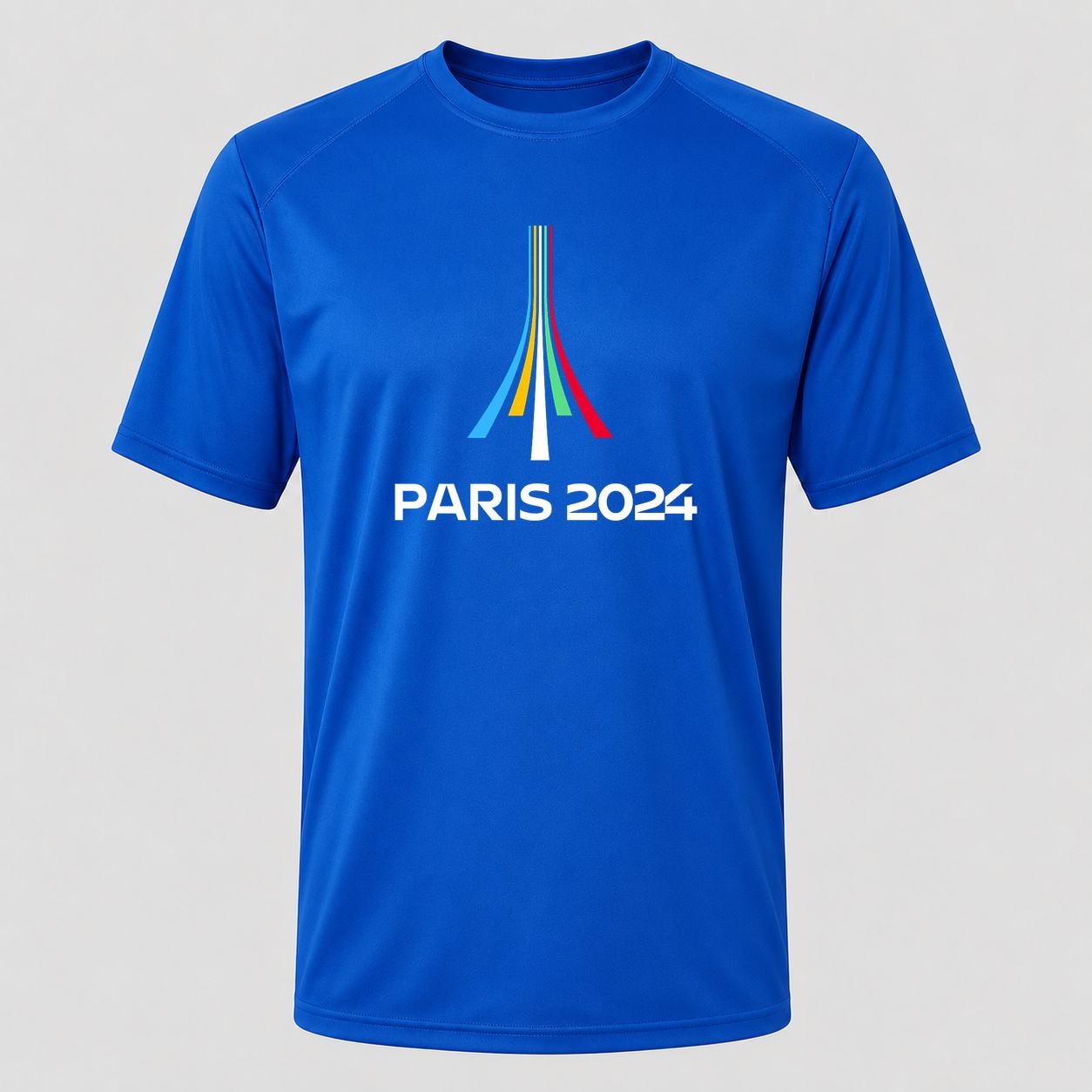 Men's Paris 2024 Olympics White Performance T-Shirt - Royal Blue