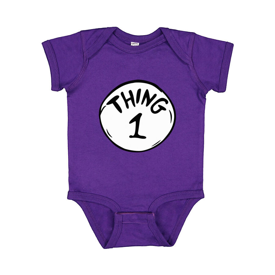 Dr. Seuss Thing 1 Baby Romper Onesie - Purple