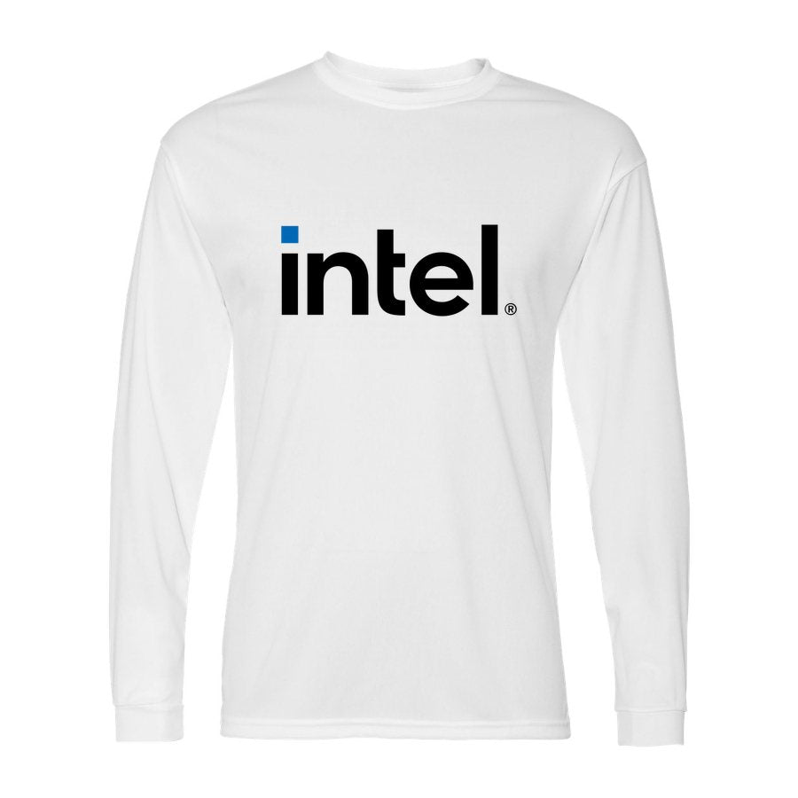 Men's Intel Polyester Long Sleeve T-Shirt - White